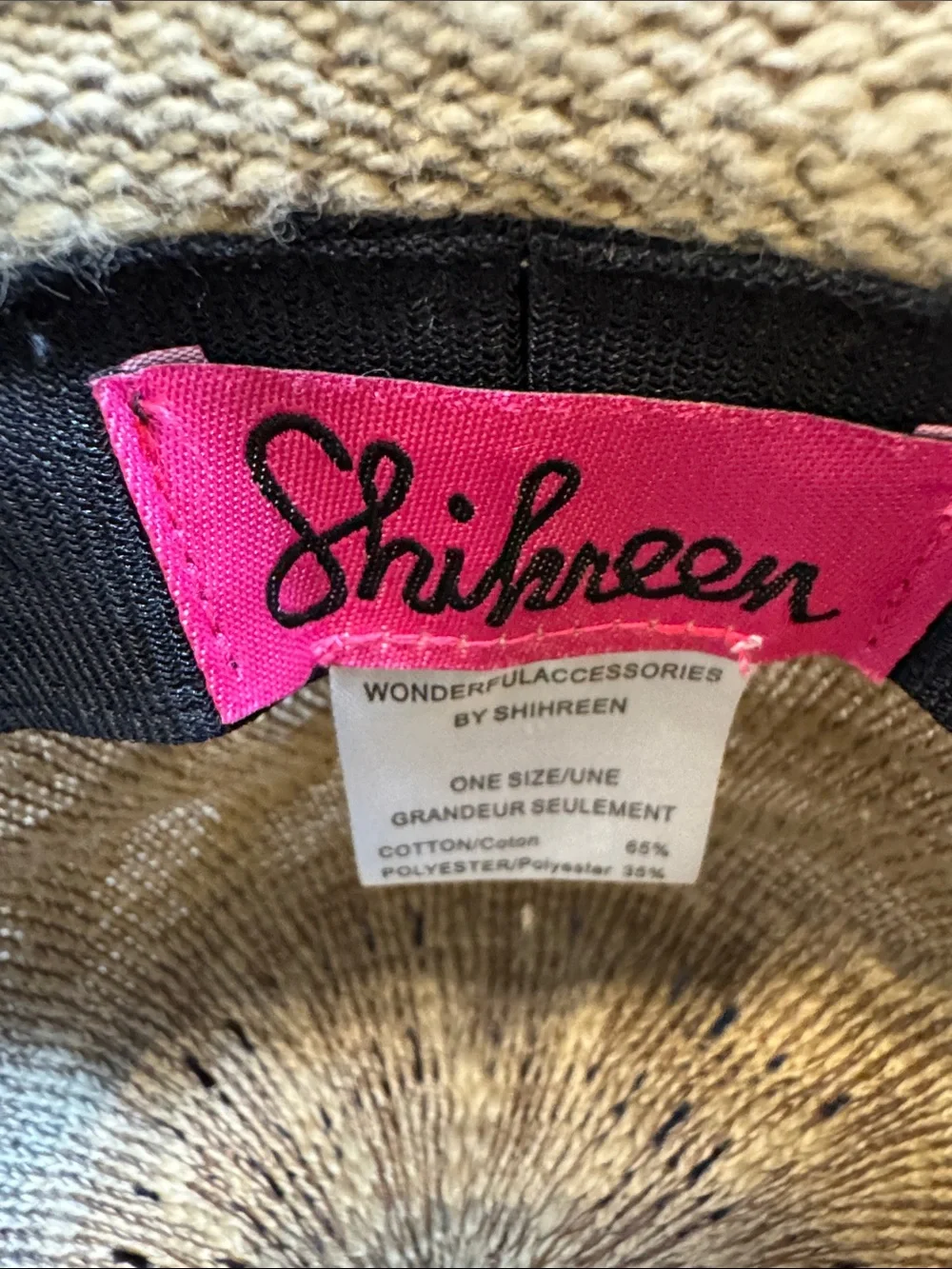 Shikreen Hat Packable Sun Hat Beige Black Trim Cotton Polyester Blend - Picture 3 of 5
